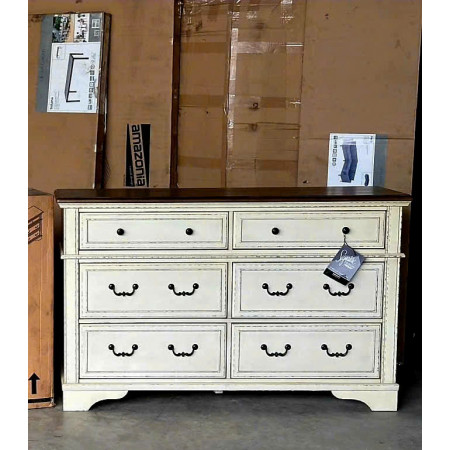 B747 - 31 : Tủ 6 Ngăn Kéo Giả Cổ - Màu Trắng Sương Mù